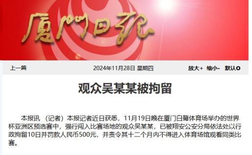 球迷冲场被罚，中国足协发文呼吁文明、热心、有序观赛