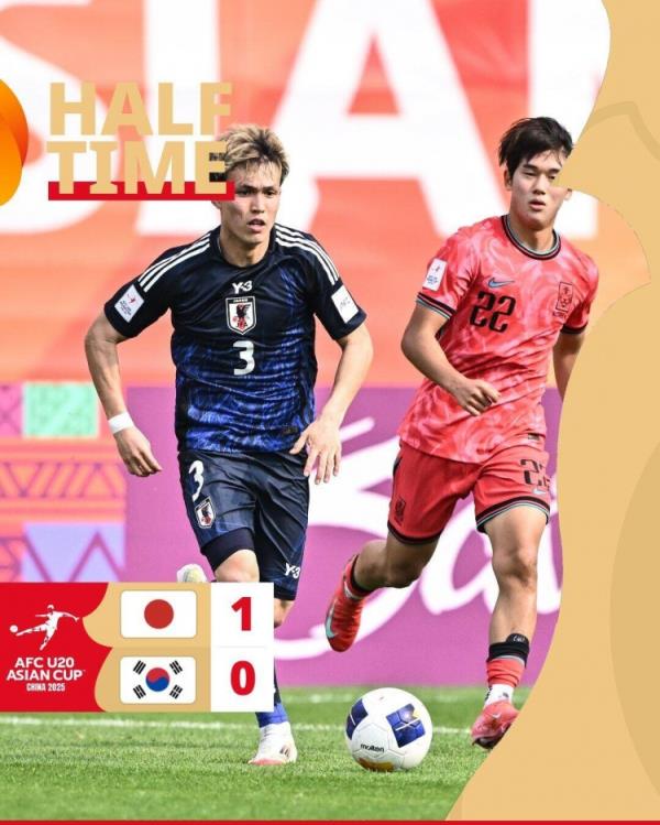 半场-神田奏真破门金民秀补救失误 日本U20暂1-0韩国U20